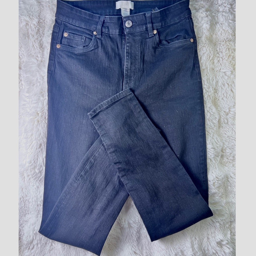 H&M Womens High Waisted Skinny Jeans Dark Wash Black Denim Size 10 A15
